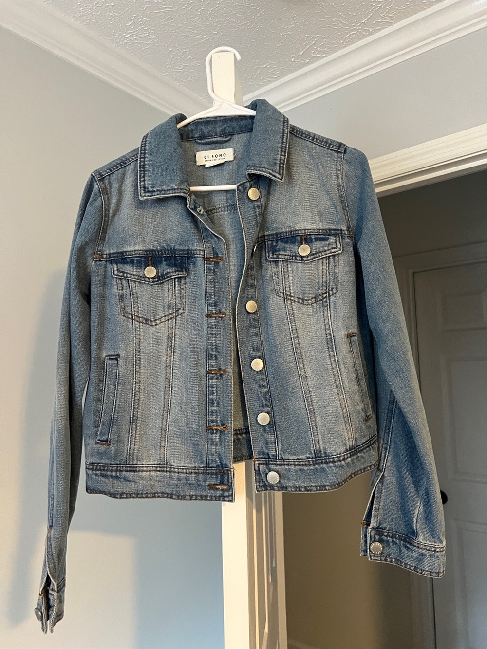 Ci Sono Faded Blue Denim Trucker Jacket